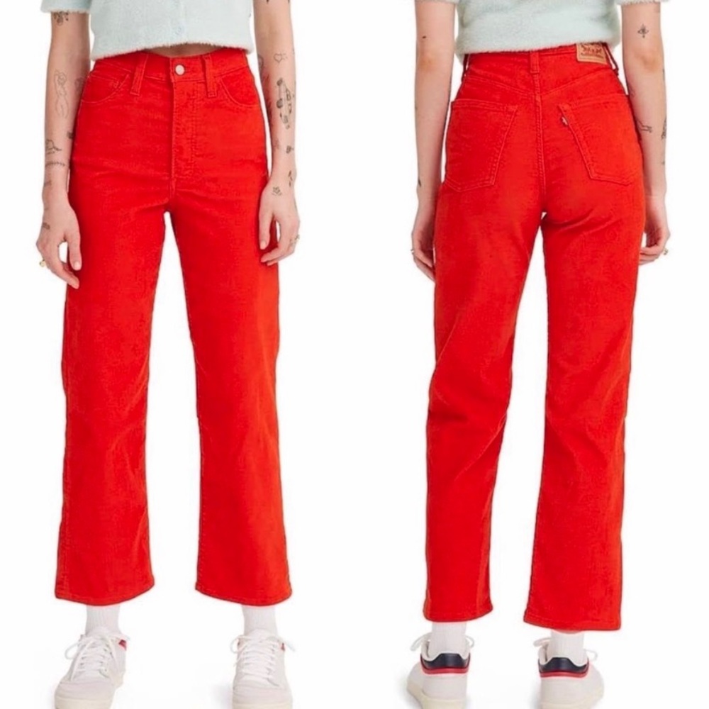 Levi's Ribcage Red Ankle-Cropped Jeans